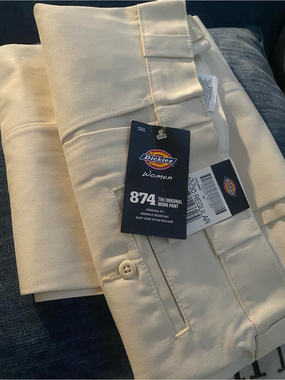 🥳 Brand New Dickies woman Khaki 874 pants in cream size 10/30 regular